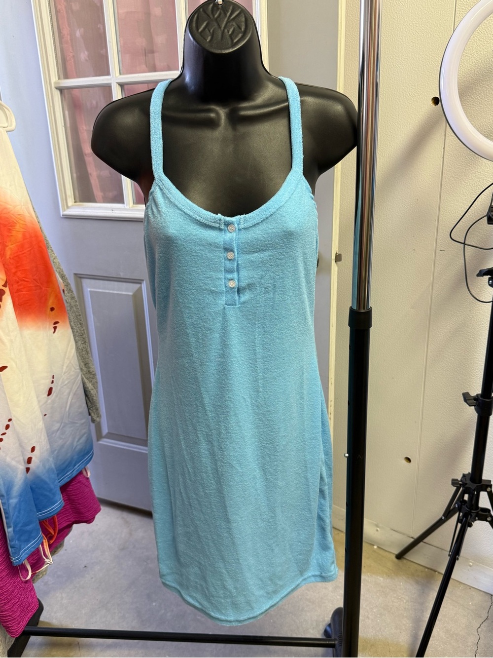 SHEIN Light Blue Terry Cloth Midi Slip Dress